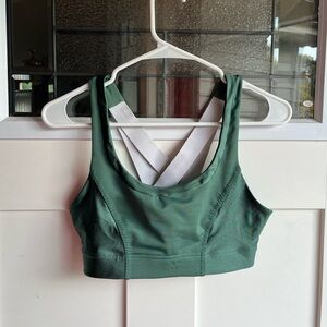 FABLETICS emerald green & silver sparkly racerback sports bra